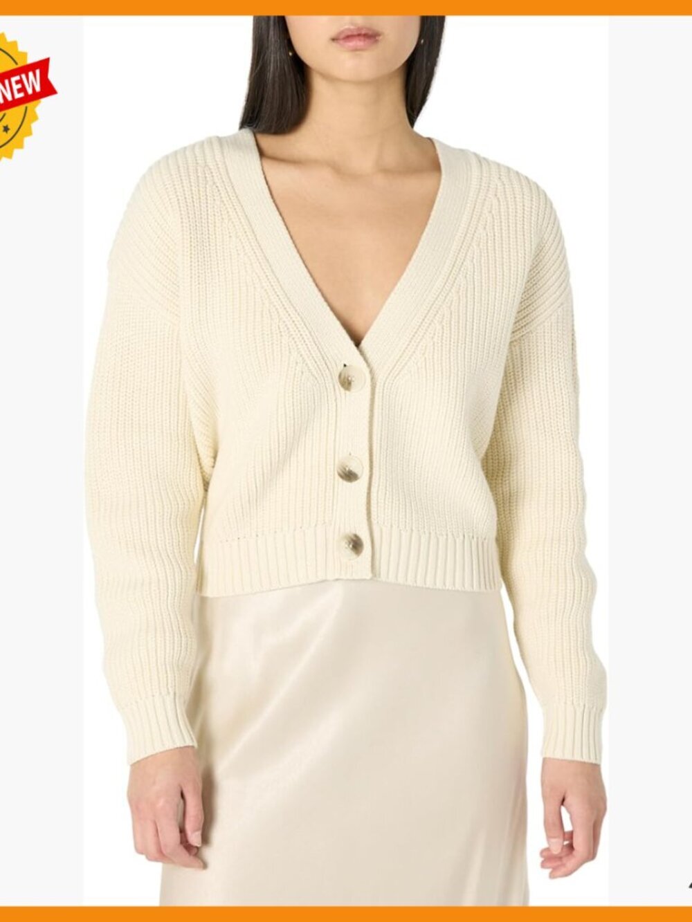 Cropped Button-Front Cardigan, Ribbed Knit, Loose Fit, Summer Layering